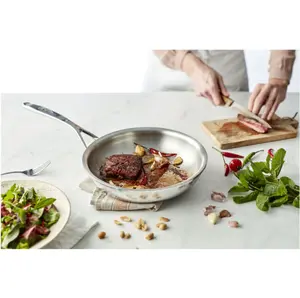 Demeyere Proline 7 8-inch Frying Pan 18/10 Stainless Steel 7-ply Triplinduc Induction Safe Dishwasher Safe with Stay-cool Handles