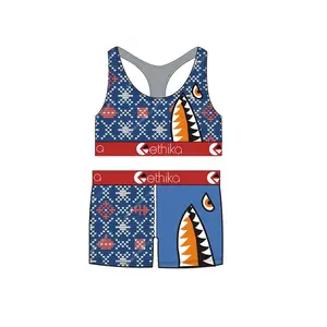 ETHIKA Tank Top Shorts Set 2024 Women's New Fashionable Printed Outdoor Leisure Sports Beach Two-piece Set