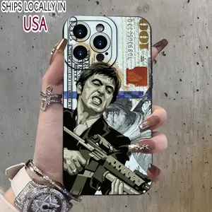 Trendy Pattern with "Scarface" -- for Iphone 15/14/13/12/11 XS XR X 7 8 Plus Pro Max - Black TPU Soft Case. The Case Provides Good Protection And Trendy And Novel Patterns, Suitable for Boys And Girls, Gift/Anniversary/Holiday Gift, Good Choice.