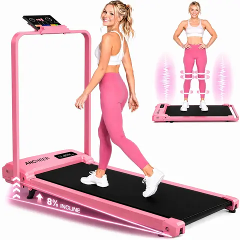 ANCHEER Compact Portable Cardio Treadmill - Incline Walking Pad, 2.5HP Vibratory Plate Machine, Small Space Fit Home Workout Gear, At Home Gym Equipment with Remote Control & LED Display