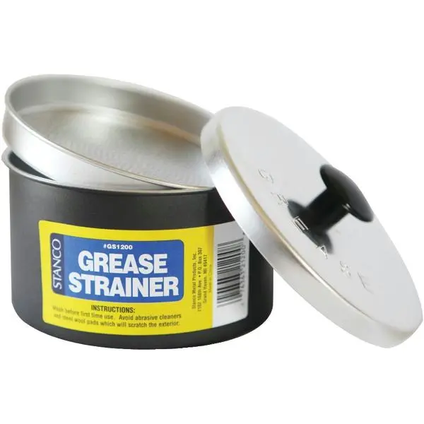 212 MAIN STANCO GS1200 Solid Durable Non-Stick Aluminium Grease & Pasta Strainer - 40oz Black with Cover, Handheld Compact Container, Kitchen Gadget, Household Appliance Part
