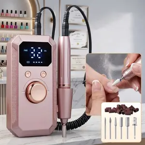 Rechargeable Electric Nail File, Three-Speed Acrylic Gel Polisher, Multi-Functional Nail Care Manicure Kit, Nail Tools, Includes 11 Heads and 20 Sanding Discs