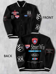Varsity Jacket with Rebel Freedom Patches, Preppy Style Streetwear for Men & Women, Casual Daily Wear, Perfect Gift Idea