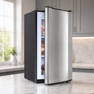 Summervibes Maine Upright Freezer 3.6 Cu.Ft Mini Freezer with Reversible Stainless Steel Door Freestanding Compact Freezer with 3 Adjustable Thermostat, Small Freezer for Apartment Dorm (Silver)