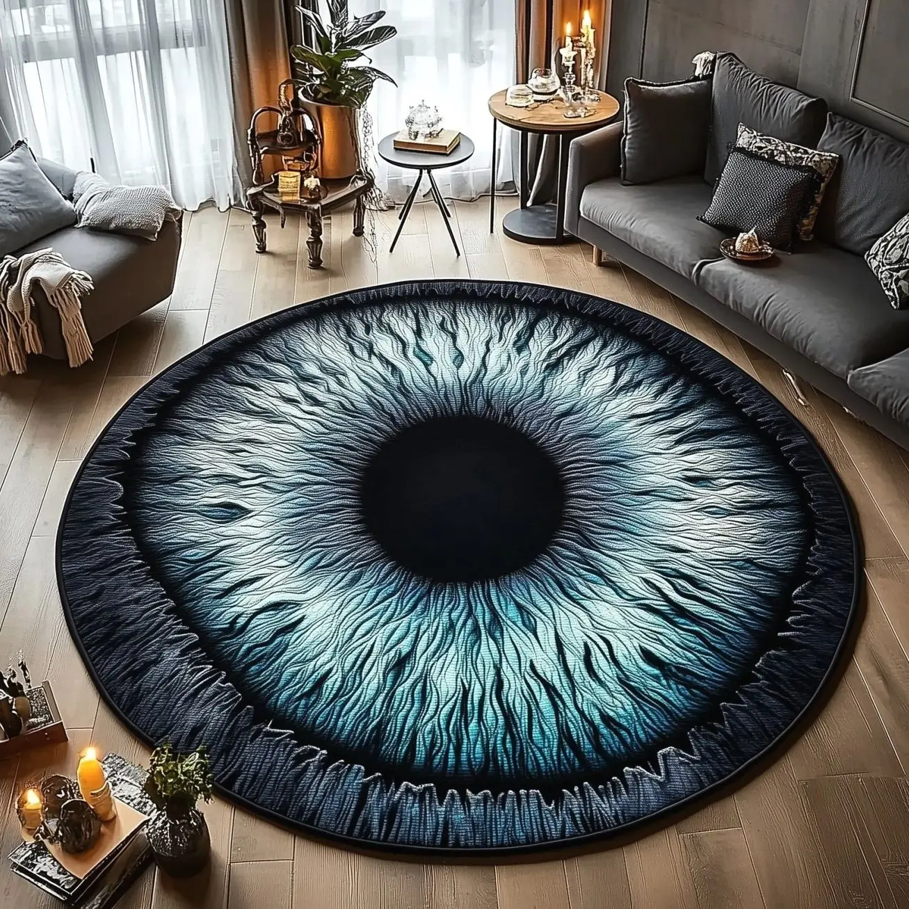 Shadow Eyes Portal Round Mat Rug - Nature Design | Serene Home Decor (Design 2)