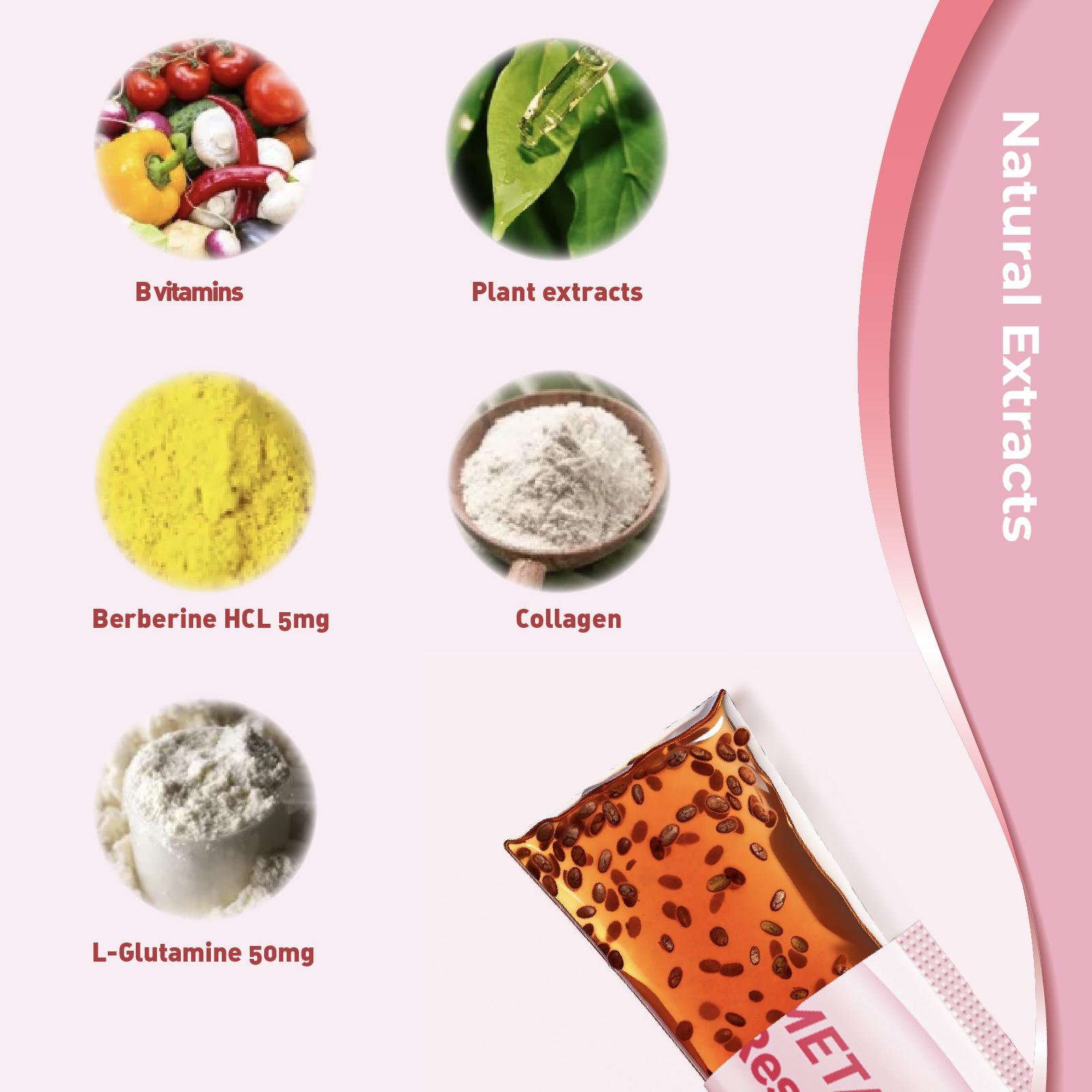 LeafStory Metabolism Reset Jelly (7 Sticks): Pomegranate Flavor, Support Metabolism & Energy, Support Digestion & Gut Health, Sugar-Free, Skin Elasticity, Hair & Nails, Gluten-Free, Non-GMO, Gelatin-Free-F