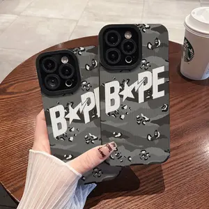 BAPE Trendy Camo Street Style Hard Phone Case for iPhone 17 16 15 14 13 12 Series Lightweight Shockproof Anti Drop Protective Fashion Camera Cover