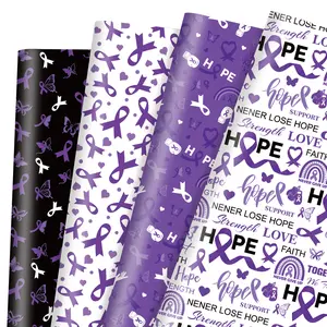 Hope Purple Wrapping Paper 12 Sheets for Birthday Parties Christmas Gifts & Flower Packaging Ideal for Special Occasions