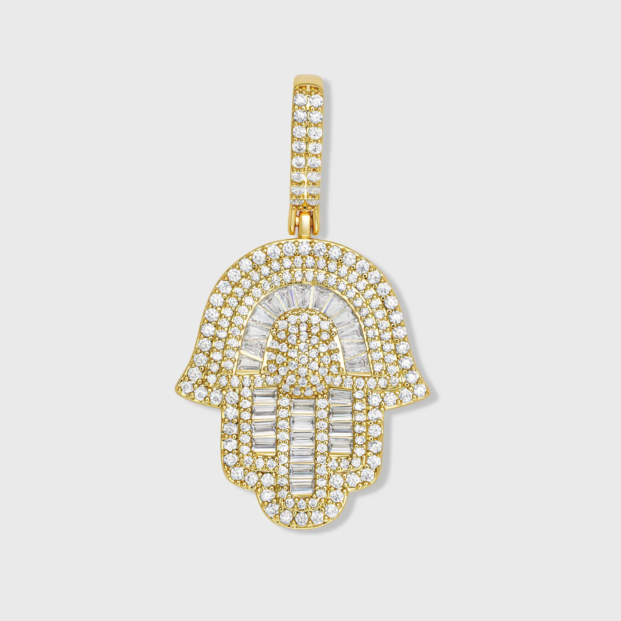 IMPERIUM JEWELRY Hamza Hand of Fatima Pendant, Unisex 14-Karat Gold-Plated Spiritual Charm with CZ Stones for Faith Protection, Hamza Symbol, Spiritual Elegance, Radiant Charm, Fashion, Charms & Pendants