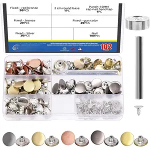 102 count 5 Colors  Kit, No-Sewing Nailess Removable Metal Buttons with 2 Fixing Tools Kit for Pants, Jeans, Jackets, Belts