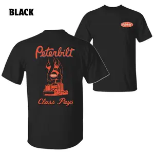 Peterbilt Class Pays T-Shirt – Truck and Pinup Graphic, Perfect Gift for Truck Drivers and Peterbilt Fans, Men's Cotton Tee