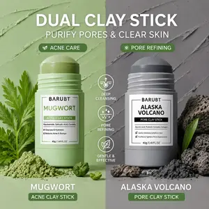 Clay Stick Collection 4 Masks for Every Skin Concern - Alaska Volcano Clay Stick / Mugwort Anti Pores & Acne Clay Stick / Niacinamide Bright Boost Clay Stick
