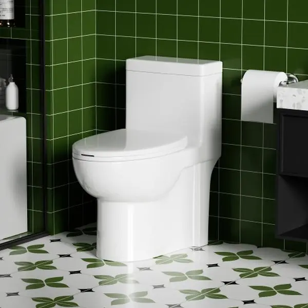 Bellemave  1.28 GPF Tornado Flush One-piece Toilet Elongated,Siphonic Side Press Single Flush,17" ADA Comfort Chair Height Seat,Soft Closing Seat, 1000g MAP Flushing Score Toilet, Gloss White GW-003S Modern