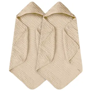 2pcs Baby Hooded Towels, Soft Cotton Absorbent Children Bathrobe, Pure Color All Seasons, Washable No Fading, Perfect Baby Shower Gift