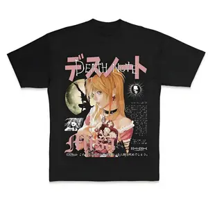 💀📓[Graphic Tee][100%Cotton]Misa Retro Pattern T-shirt Death Note Merch Anime Costume Anime Shirt Top Black Oversized Street Dress Unisex Graphic Tee TikTok Viral Retro Anime Streetwear Camiseta Verano Summer Outfit Casual Fashion Tee for Men Women