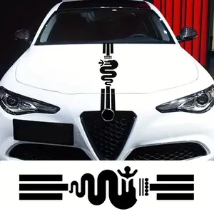 For Alfa Romeo Sports Car Decal for Giulietta, Giulia, 147, 156, Mito, Stelvio, GT - Front Hood Vinyl Sticker, Self-Adhesive Stripe Pattern, Suitable for Plastic/Glass/Metal Surfaces, Single-Use Automotive Accessory