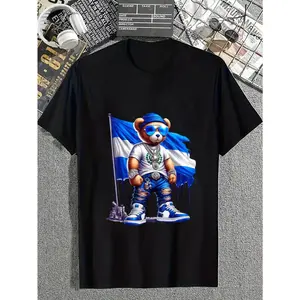 cotton Cool Teddy Bear El Salvador Flag Salvadoran Proud Salvador T-Shirt casual Fashion graphic tees for women