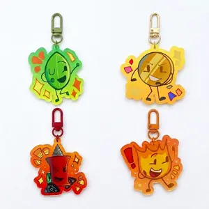 The Object Show Acrylic Keychains! Double sided, Object show BFDI Battle for dream island Firey keychain.