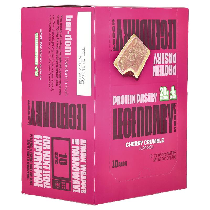 Legendary Foods Protein Pastry, Cherry Crumble , 10 Pack, 2 oz (57 g) Each
