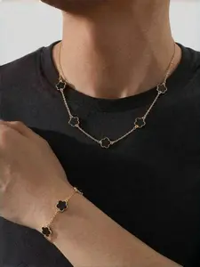 Men's Fashionable Business Style Lucky Clover Jewelry Set, Perfect Valentines Day Gift for Him, Durable Design for Everyday Wear