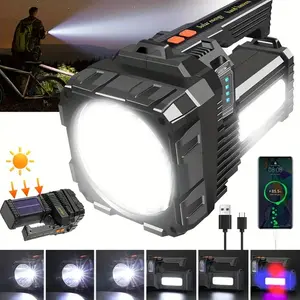Solar LED Searchlight USB Rechargeable Camping Lanterns Powerful LED Flashlight Waterproof Power Bank Floodlight Work Spotlight spotlight flashlight