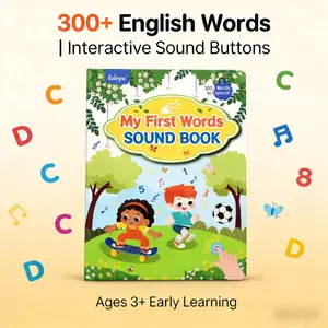 Telayu My First Words Sound Book for Kids 3-8: 10 Themes 300+ Words Interactive Audio Educational Vocabulary Flashcards Toy Alphabet Learning Pocket Chart Kit