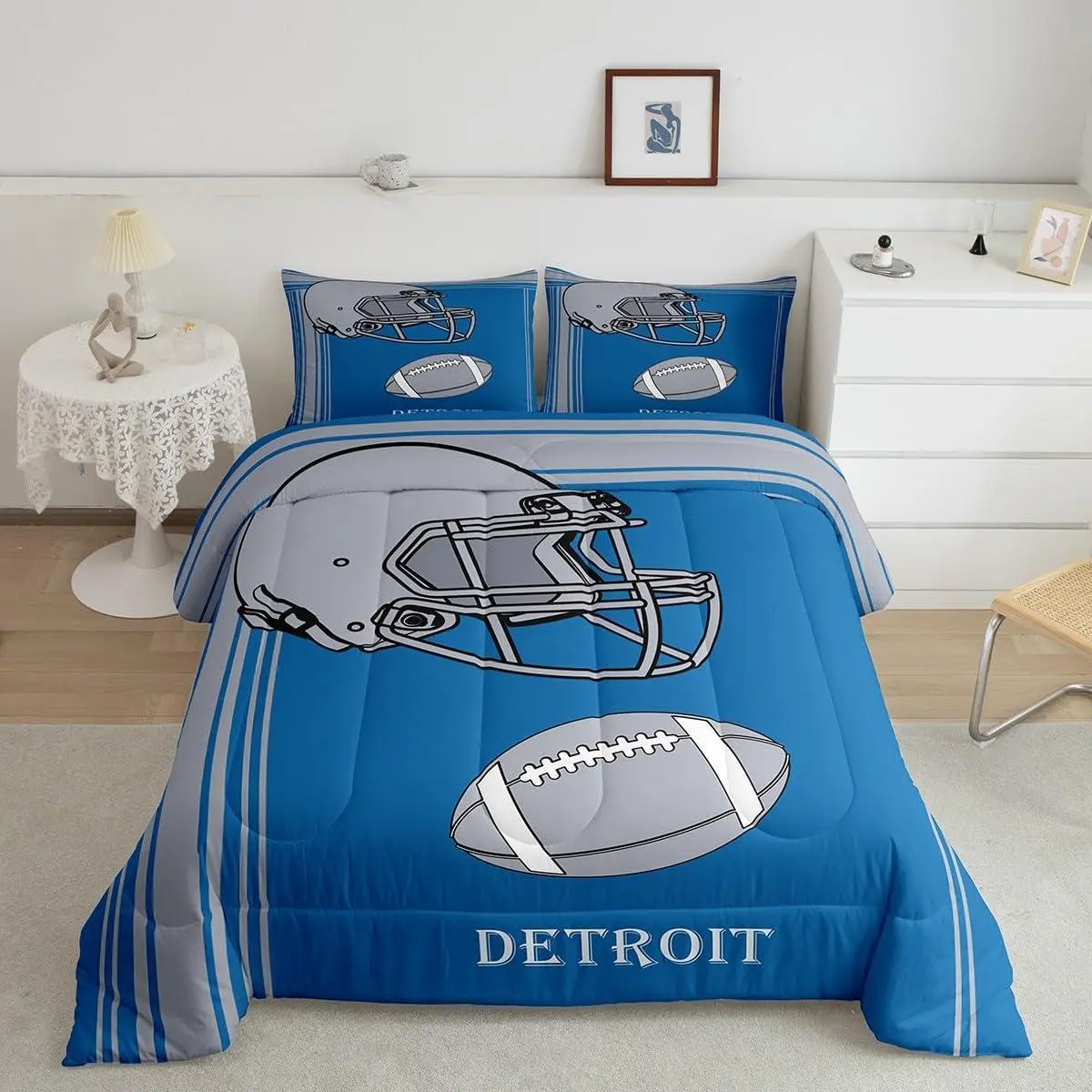 American Football Bedding Set ,Detroit Comforter Set,American Football City Comforter,Sports Rugby Bed Set