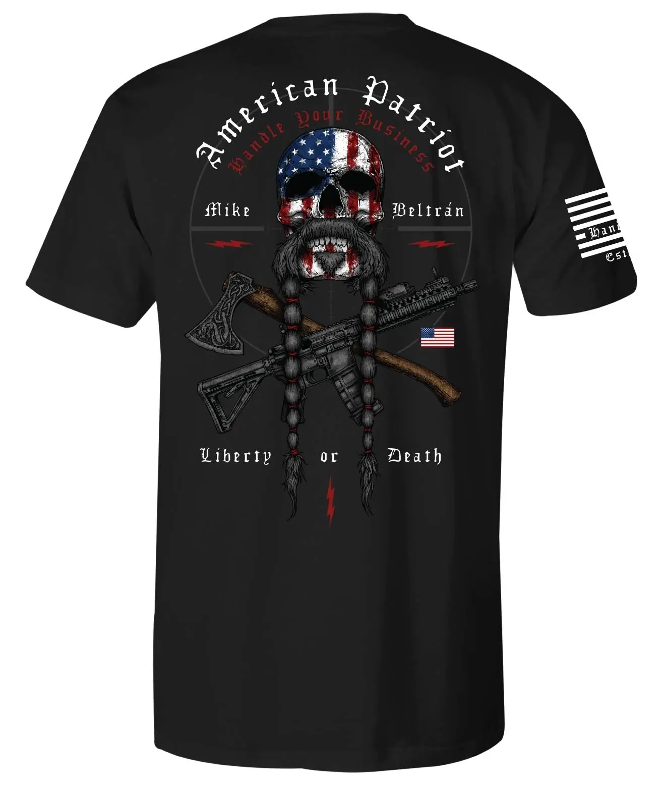 Howitzer Clothing Men's Cotton Streetwear Round Neck Shortsleeve Jersey T-Shirt - Beltran Patriot Top, Casual Style, Stitched Hem, Graphic, Tshirt
