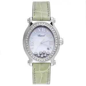 Chopard Happy Sport Oval 30mm Stainless Steel Quartz Aftermarket Diamond Bezel Ref. 278546-3005 WHP040014