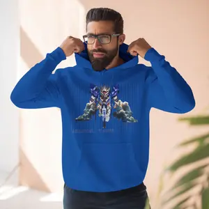 Gundam anime collection Bold Three-Panel Fleece Hoodie for Gundam Fans, Convincing Collection Wear, Unique Anime Sweatshirt Gift, Cozy Gundam Hoodie Jacket, Anime