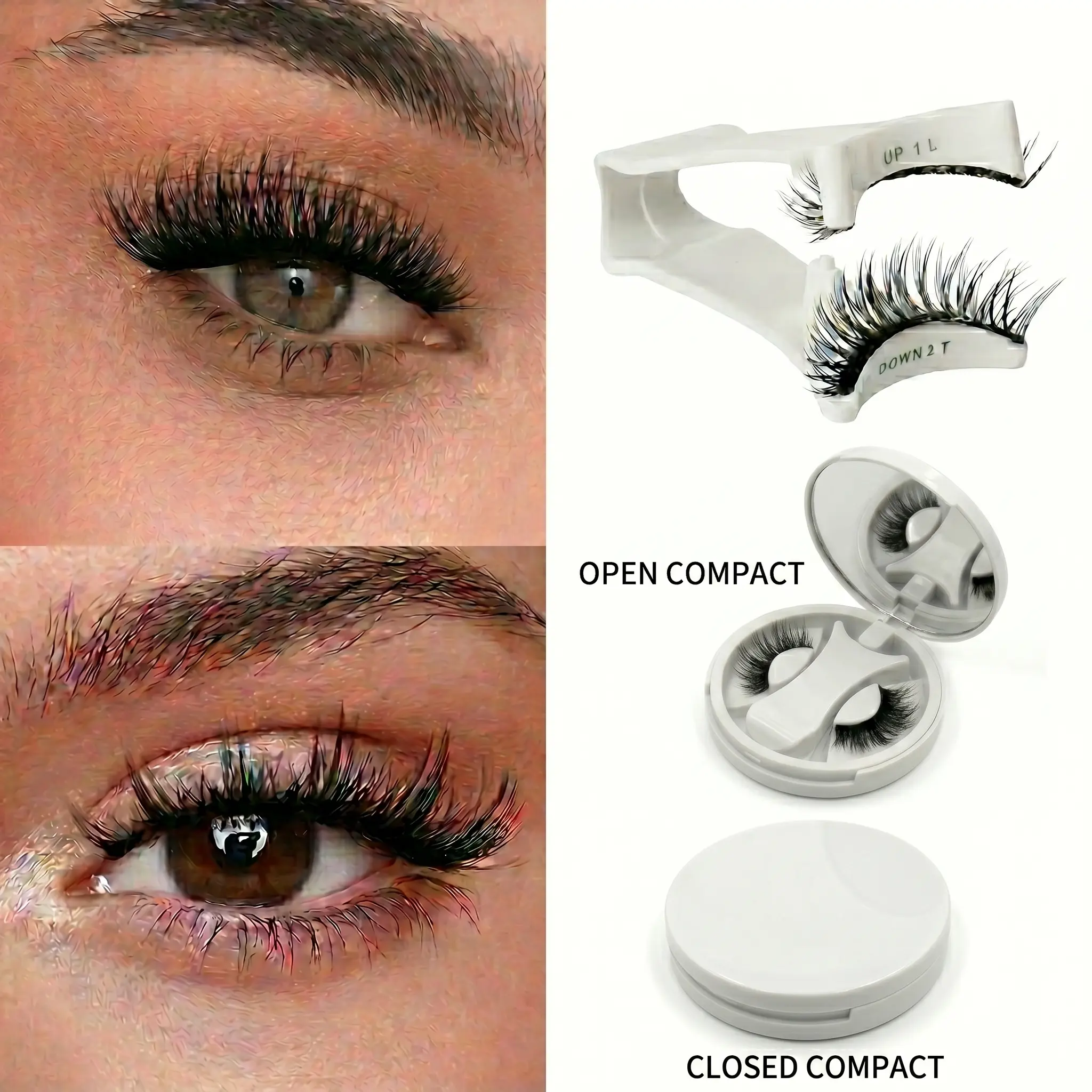 2 Pairs Magnetic Eyelashes Kit | Reusable Cat Eye Magnetic Lashes with Applicator | Natural Look | No Glue | Easy Wear & Remove travel beauty