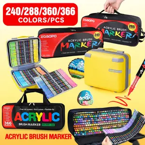 Acrylic Paint Pens Set, Soft Brush Tip Markers for Wood Stone Canvas Glass Fabric Eggs DIY Crafts, Portable Storage Case & Bag Included