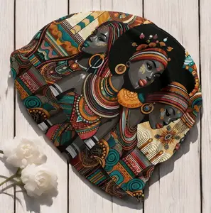 Vibrant Tribal Print Unisex Beanie Hat - African-Inspired with Portraits, Colorful Geometric Patterns, Lightweight Warmth for Casual & Cultural Fashion Accessories, Stylish Headwear, Bold Design, Soft Fabric, Stylish Cap, Streetwear Lovers