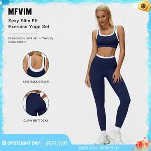 MFVM two-piece patchwork sports bra and high-waisted athletic leggings, outdoor fitness set