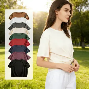 1/3PC Spring and Summer 2026 New Women's Loose Cotton Shoulder Solid Color Short Sleeve T-Shirt Women's Simple Bottom Shirt