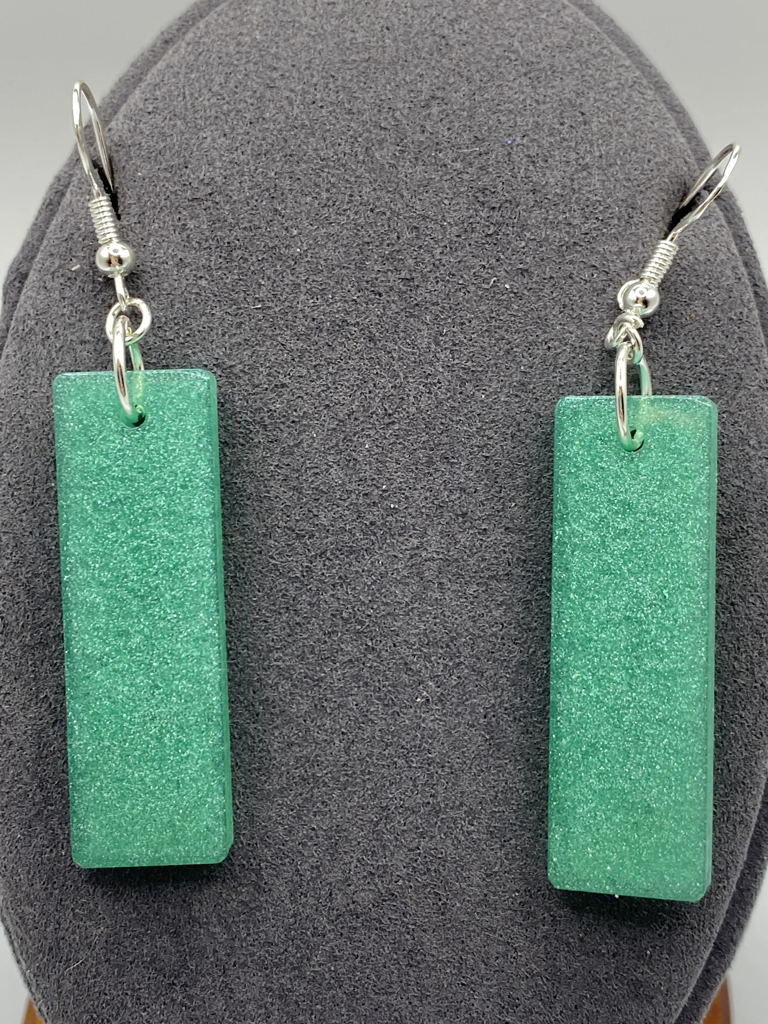 Aqua Resin Earrings-Rectangle