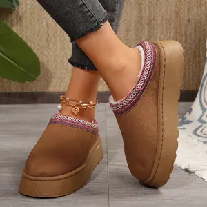 Women's Platform Slippers Mini Boots Fleece Lined Booties Anti-Slip Snow Indoor Outdoor Shoes