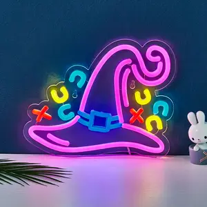 Halloween Witch Hat Neon Light, USB Powered Party Decoration Lamp, No Plug, Perfect for Holiday Celebrations, Unique Design