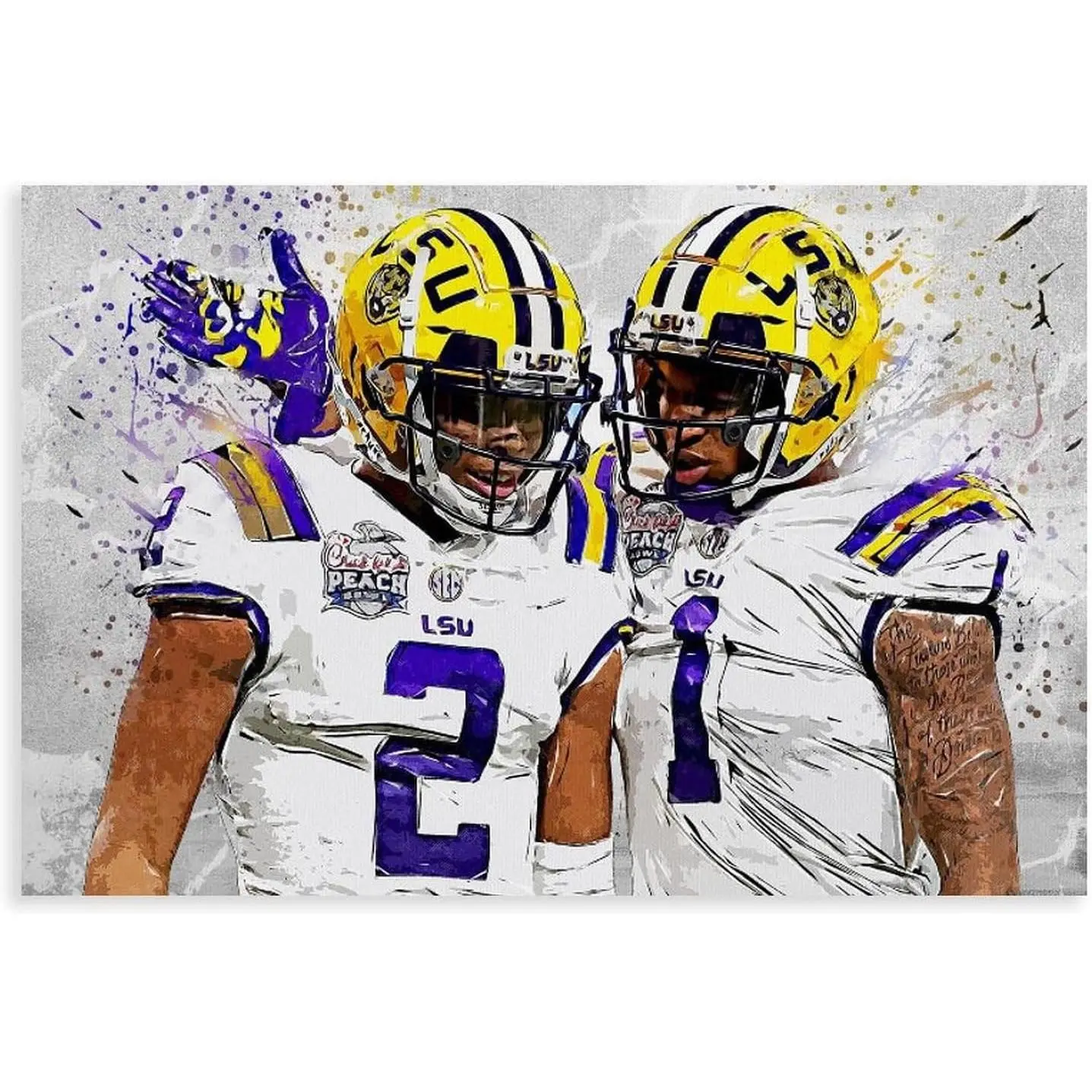 Customizable Multi-Size Justin Jefferson & Ja'Marr Chase Player Image Canvas Poster, High-Quality Classroom & Home Decorative Wall Art for Living Room Bedroom, Ideal Gift Ornament
