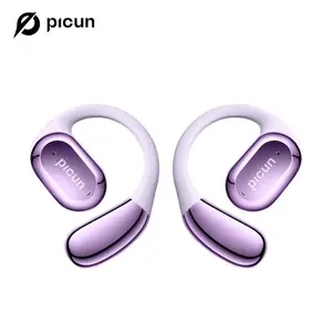 Picun H1S Lightweight Audio Headset, Open Ear Wireless Earbuds with Microphone, Electronic Design for Comfort, LED Power Display, Touch Control, HD Microphone for Hands-Free Call Headphone