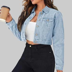 ZEAGOO comfyclothing  Women's Short Button Down Long Sleeve Denim Shorts Lightweight Denim Jacket With Pockets Jacket summerwins