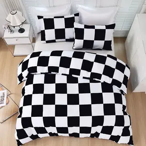Checkerboard Pattern Modern Bedding Set, 3 Counts/set Including 1 Duvet Cover & 2 Pillowcase without Filler, Soft Comfortable Bedding Set for Bedroom