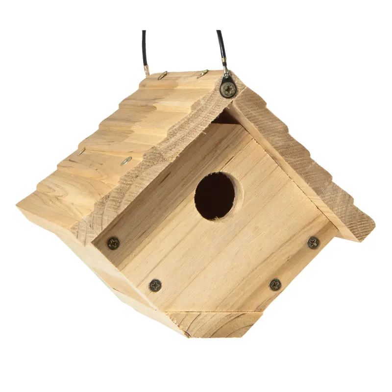 212 MAIN Red Cedar Bird House (Audubon 8914848) - Bird Cages & Houses, 6.25x6.8x7.13 in Natural Wood, Fully Assembled, Easy to Hang, Heavy Cable & Screwed Construction, Drainage Slots, Ideal Nesting Spot