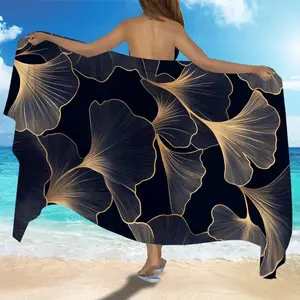 Leaf Print Swim Cover-Up, Quick-Dry Super Absorbent Beach Towel, Sand-Resistant Microfiber, Lightweight and Fast Drying, Perfect for Travel