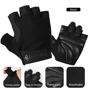 Breathable Anti-Slip Silicone Sports Half-Finger Gloves, Palm Protection with Shock Absorbing Sponge, Suitable for Weightlifting, Badminton, Cycling