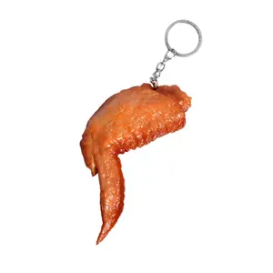 Imitation Food Keychain Fried Chicken Leg Nuggets Wing Cartoon Creative Keyring Fun Cute Handbag Purse Car Accessorie