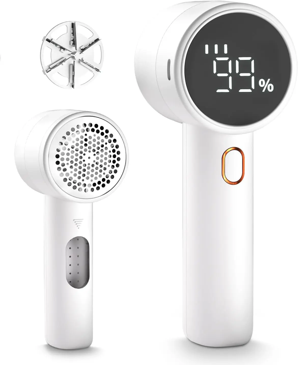 Household Handheld Home Travel Type-C Rechargeable 2600mAh Electric Fabric Shaver - 6-Blade Pet Hair Remover with Bionic Mesh, LED Digital Display, Safety Lock, 3 Speeds, Lint Container, 1-Hour Runtime for Clothes, Sweaters