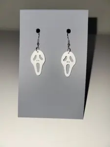 3D Printed Ghost Face Earrings - Horror Movie Inspired Halloween Jewlery