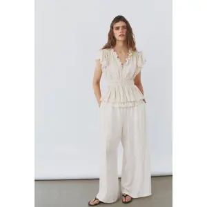H&M Flutter-sleeved peplum blouse