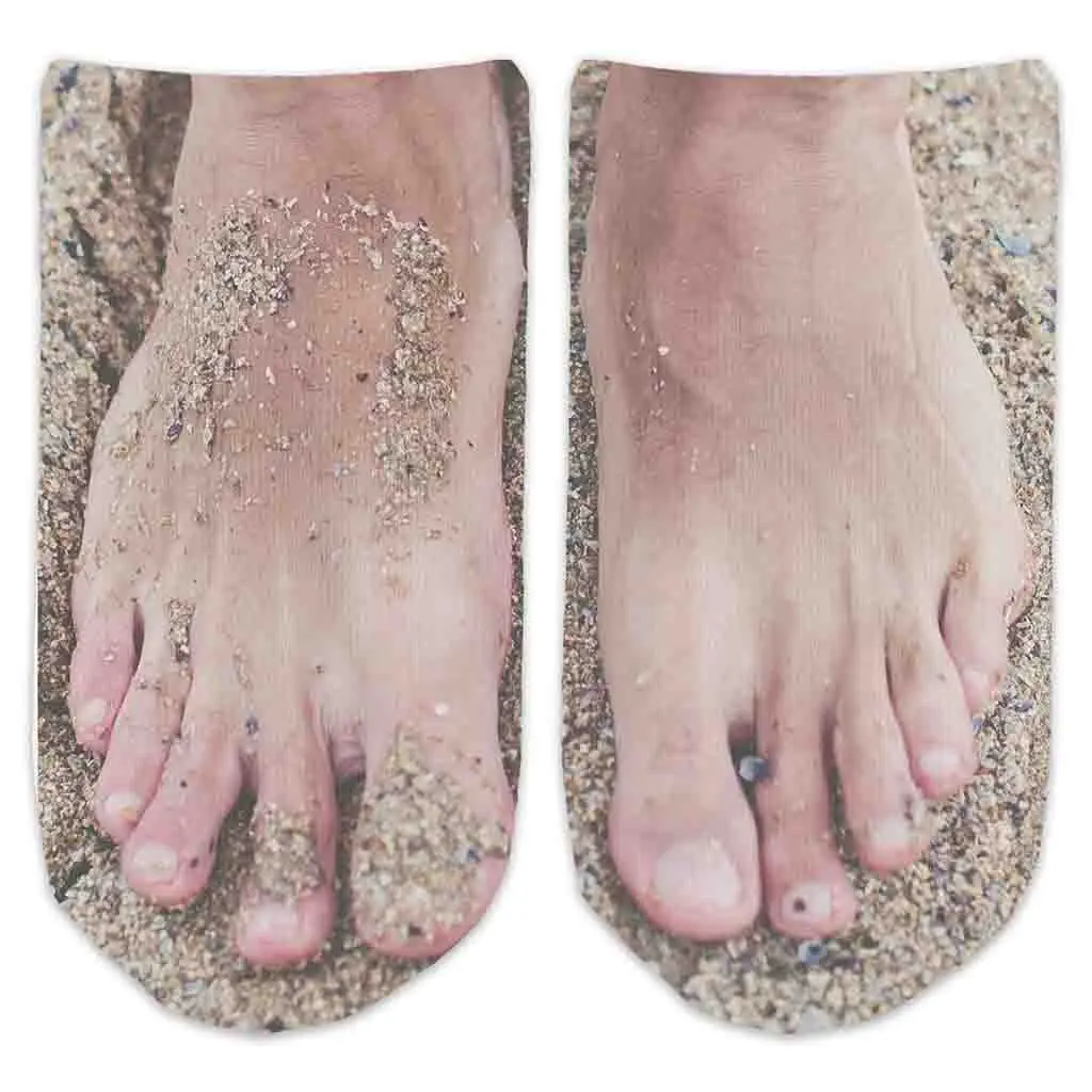 Sandy Feet Funny Socks for Men | Novelty No Show Socks